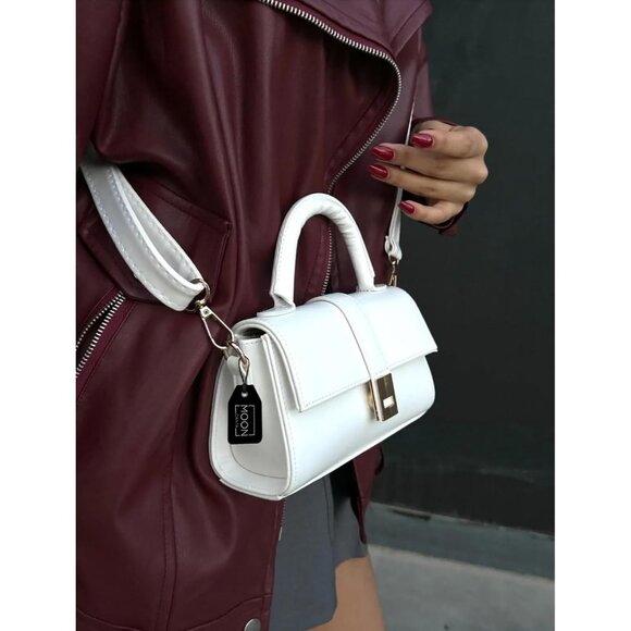 Women's White Small Faux Leather Mini Crossbody Elegant Design Shoulder Bag - Picture 4 of 9